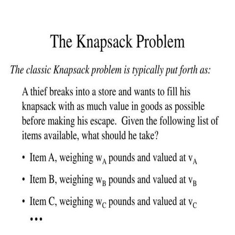 simplified knapsack algorithm using greedy search | PPT