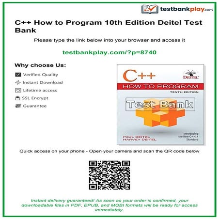 C++ How to Program 10th Edition Deitel Test Bank | PDF