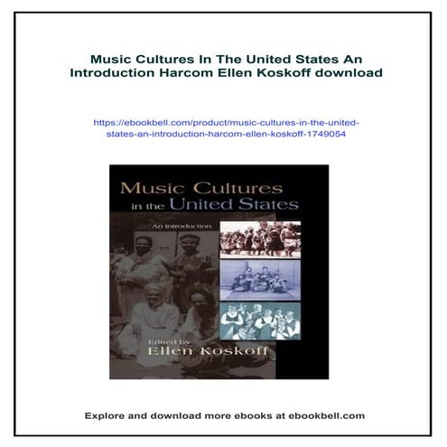 Music Cultures In The United States An Introduction Harcom Ellen Koskoff