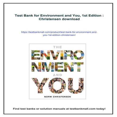 Test Bank for Environment and You, 1st Edition : Christensen