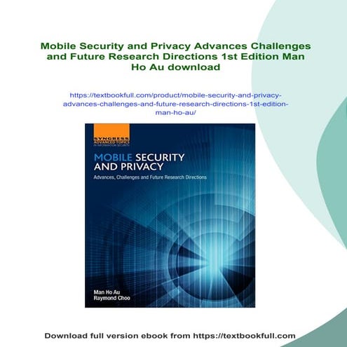 Mobile Security and Privacy Advances Challenges and Future Research ...