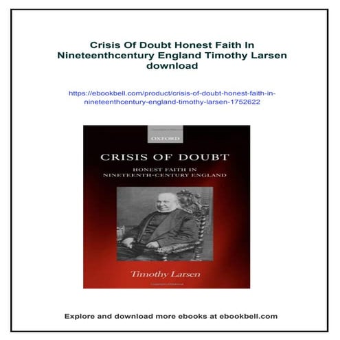 Crisis Of Doubt Honest Faith In Nineteenthcentury England Timothy ...
