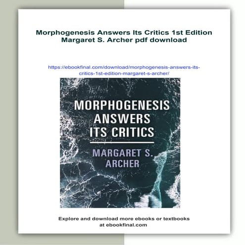The morphogenetic approach - Margaret S. Archer | PPT
