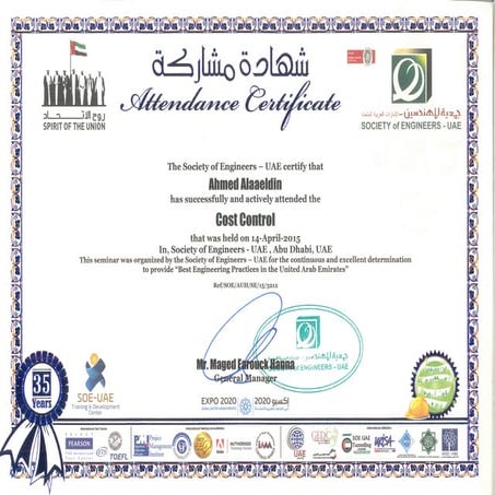 Cost control Certificate