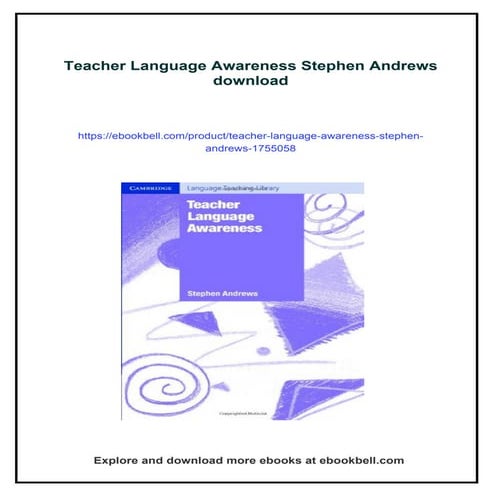 Teacher Language Awareness Stephen Andrews
