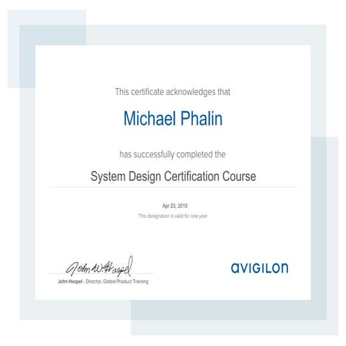 Avigilon Certificate 05 | PPT