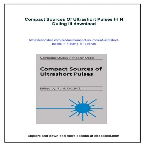 Compact Sources Of Ultrashort Pulses Irl N Duling Iii | PDF