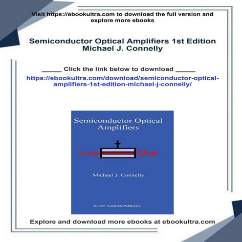 Semiconductor Optical Amplifiers 1st Edition Michael J. Connelly