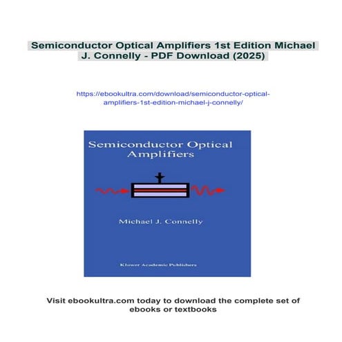 Semiconductor Optical Amplifiers 1st Edition Michael J. Connelly