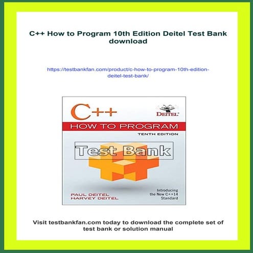 C++ How to Program 10th Edition Deitel Test Bank | PDF