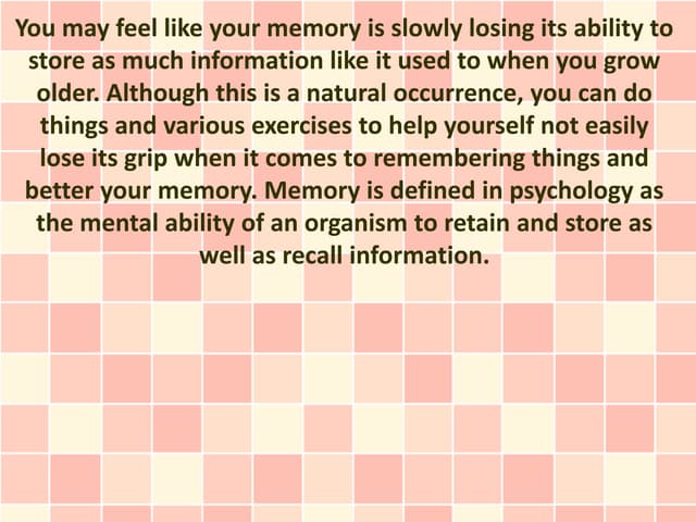 Better Your Memory by Leading a Healthy Lifestyle