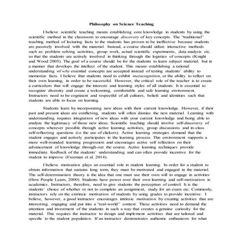 Philosophy on Scientific Teaching