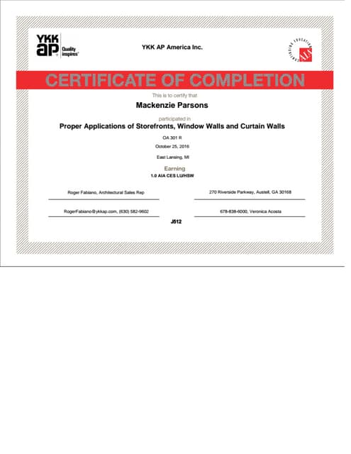 AIA CES Cert of Completion Kenzy | PPT