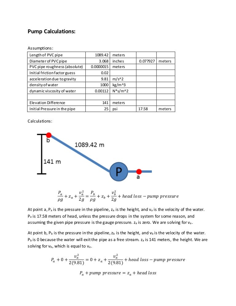 Pump Calculations explanation