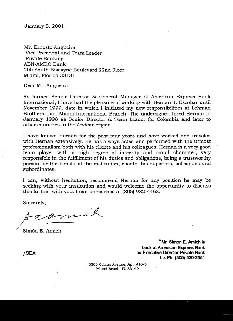 American Express Reference Letter1
