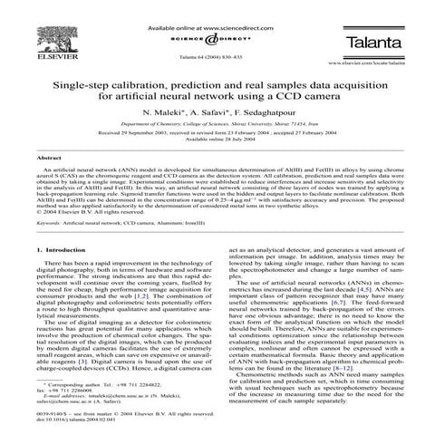 Single Step Calibration, Prediction and Real Samples Data Acquisition for Art...
