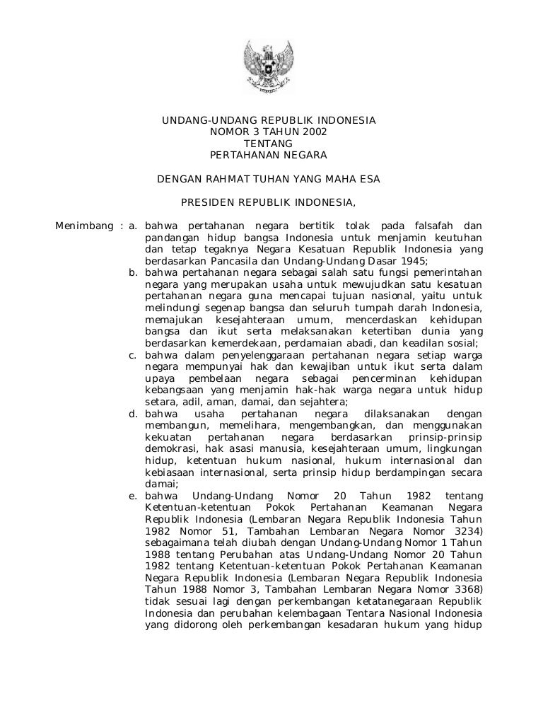 Undang-undang Nomor 3 Tahun 2002