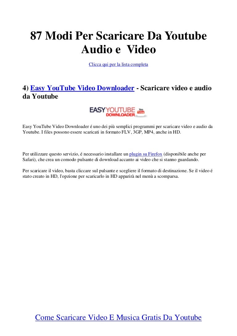 scaricare audio hd da youtube