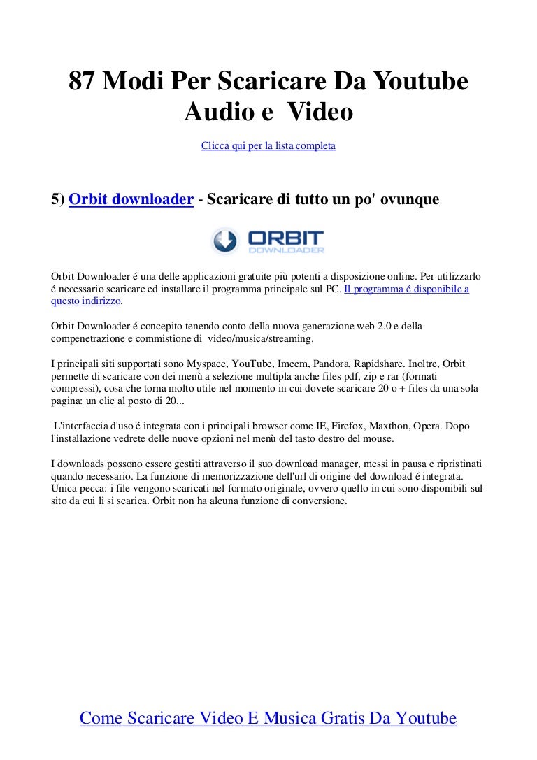 scaricare file audio da youtube gratis