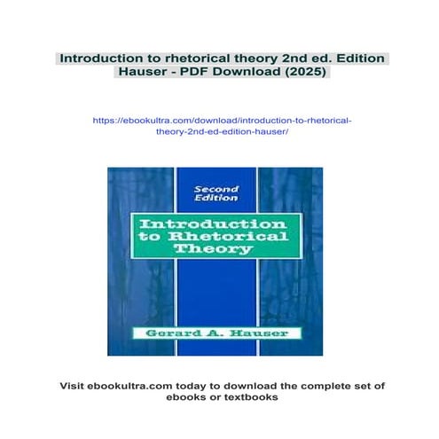 Introduction to rhetorical theory 2nd ed. Edition Hauser