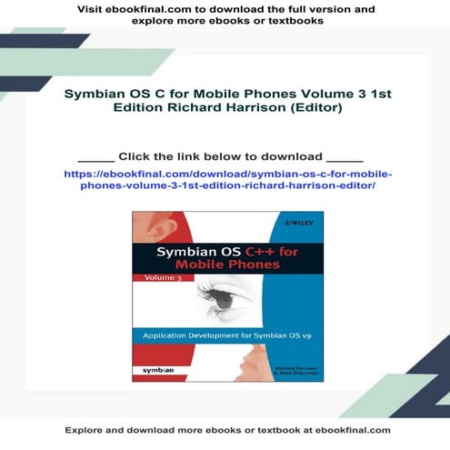 Symbian OS C for Mobile Phones Volume 3 1st Edition Richard Harrison (Editor)