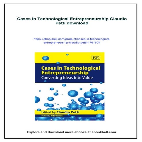 Cases In Technological Entrepreneurship Claudio Petti