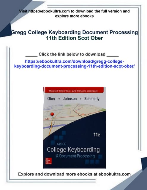 Gregg College Keyboarding Document Processing 11th Edition Scot Ober