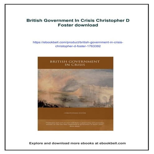 British Government In Crisis Christopher D Foster | PDF