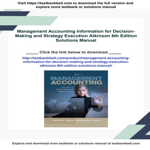 Management Accounting 6th Edition Atkinson Solutions Manual | PDF
