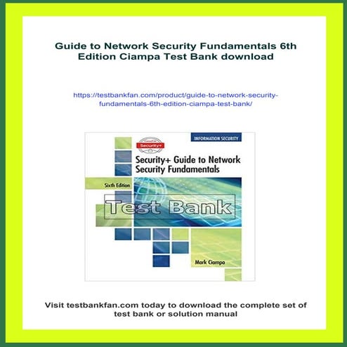 Guide to Network Security Fundamentals 6th Edition Ciampa Test Bank