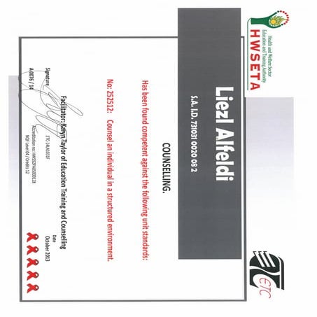 Liezl Counselling Course