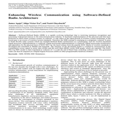 Enhancing Wireless Communication using Software-Defined Radio Architecture 