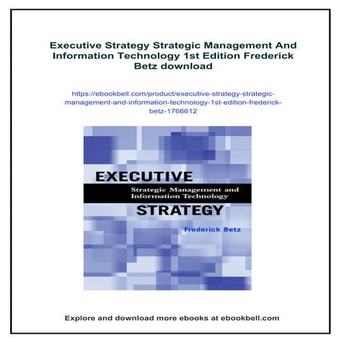 Executive Strategy Strategic Management And Information Technology 1st Editio...