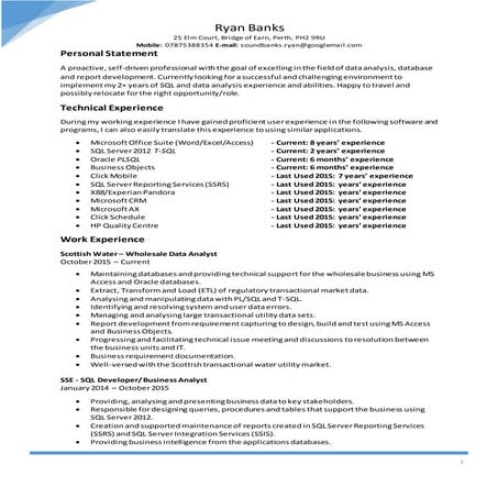 Ryan Banks CV - Current