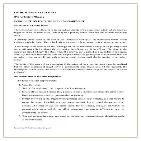 CRIME SCENE MANAGEMENT COMPILED