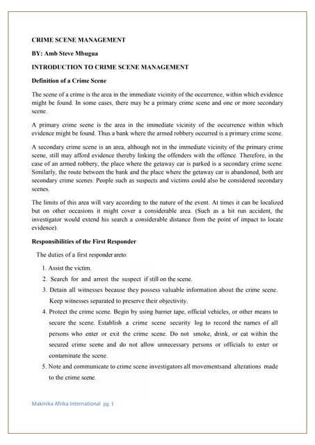 CRIME SCENE MANAGEMENT COMPILED
