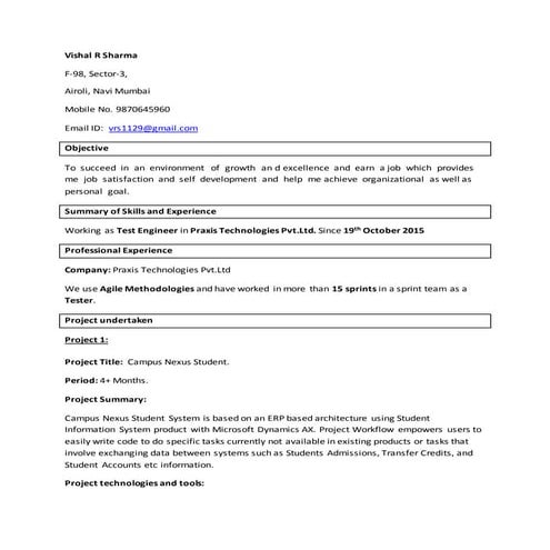 Resume_Vishal Sharma_9 months experience