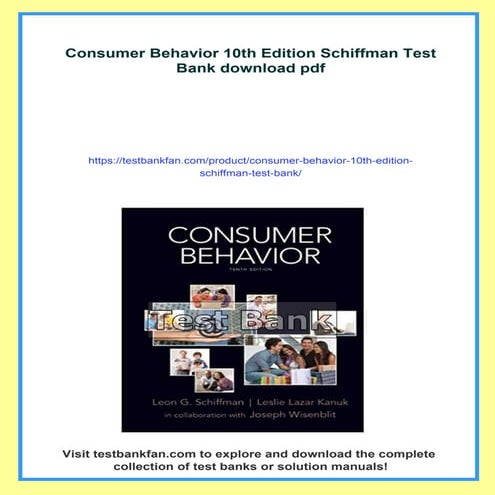 Consumer Behavior 10th Edition Schiffman Test Bank