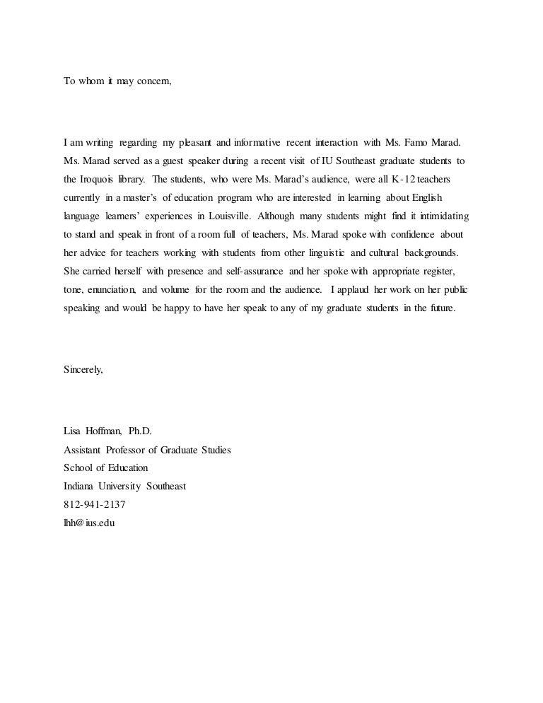 Referance Letter