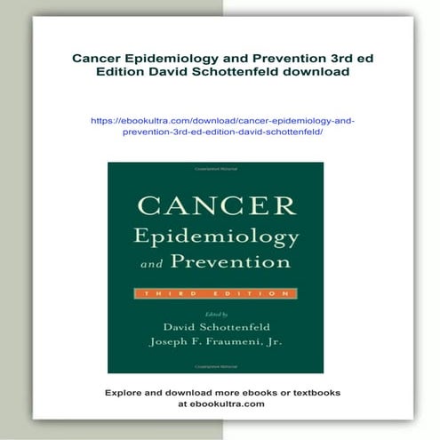 Cancer Epidemiology and Prevention 3rd ed Edition David Schottenfeld | PDF