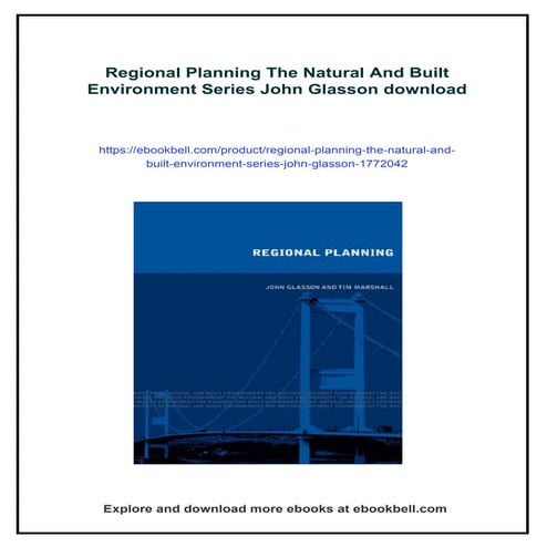 Regional Planning The Natural And Built Environment Series John Glasson