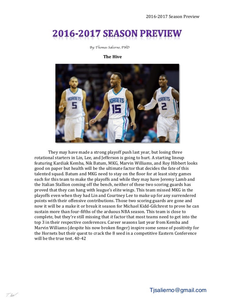 2016 2017 Season Preview