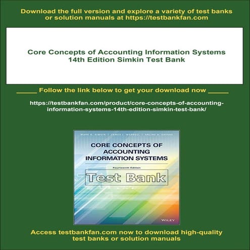 Test Bank for Core Concepts of Accounting Information Systems 14th by ...