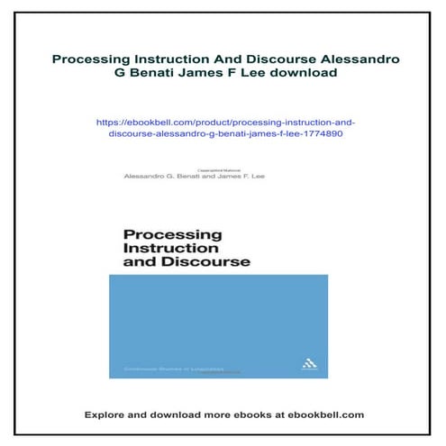 Processing Instruction And Discourse Alessandro G Benati James F Lee