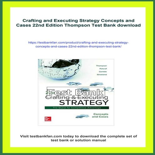 Crafting and Executing Strategy Concepts and Cases 22nd Edition ...
