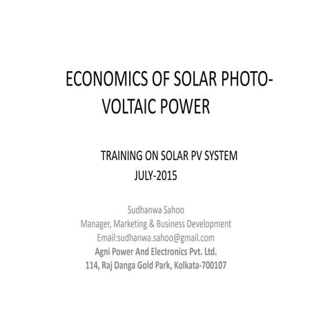 Economics of Solar PV Power