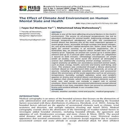 The Effect of Climate And Environment on Human Mental State and Health