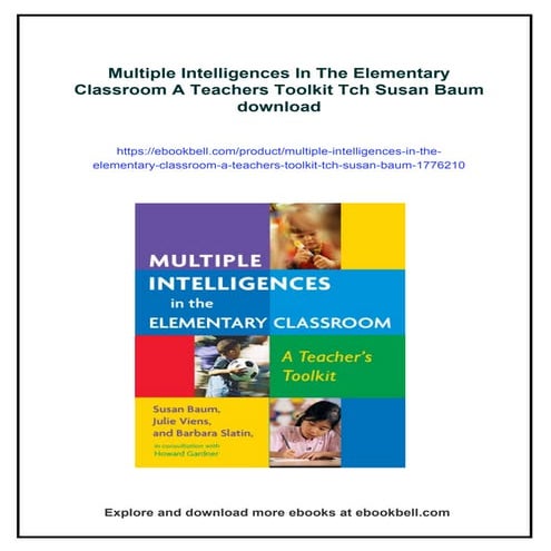 Multiple Intelligences In The Elementary Classroom A Teachers Toolkit Tch Sus...