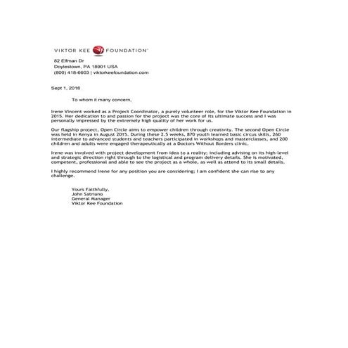 Reference letter - VKF | PDF