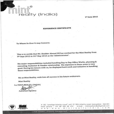 EXPERIENCE CERTIFICATE | PDF
